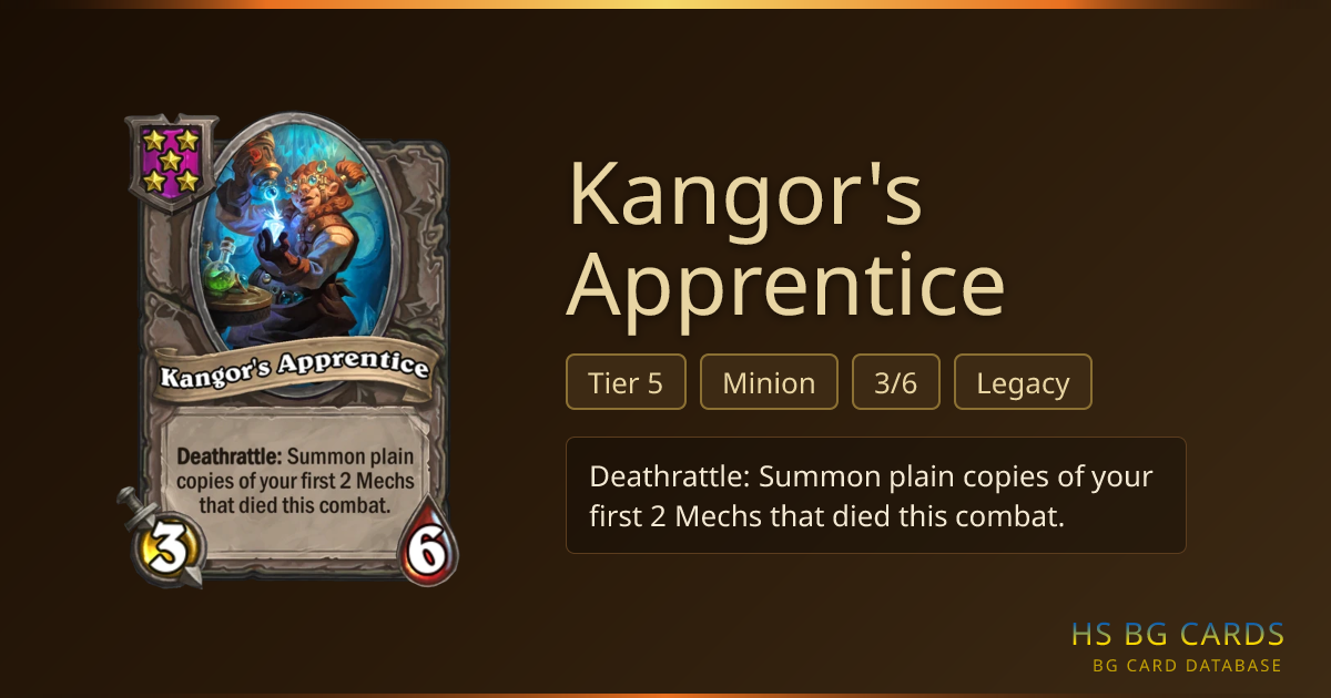Kangor's Apprentice — Tier 5 Minion | BG Card Database
