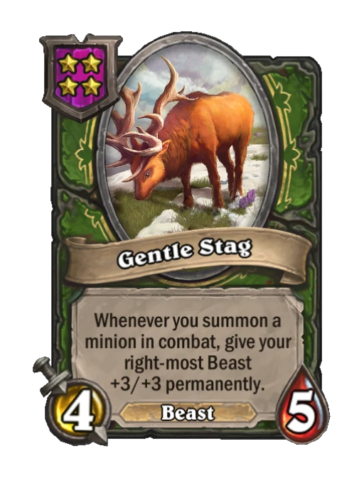 Gentle Stag — Tier 4 — Beast — Minion — 4/5 — Hearthstone Battlegrounds card