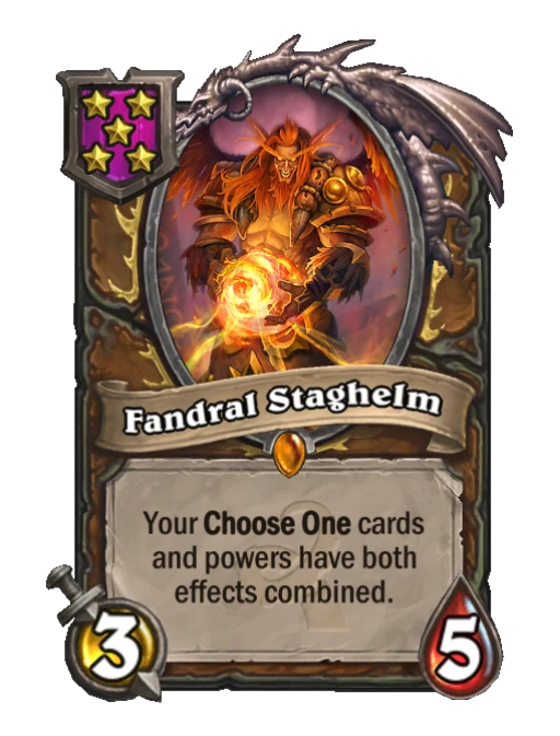 Fandral Staghelm — Tier 5 — Minion — 3/5 — Aura — Hearthstone Battlegrounds card