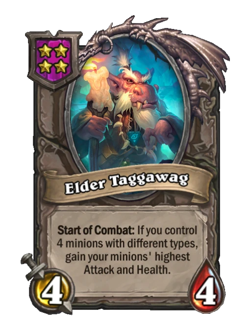 Elder Taggawag — Tier 4 — Minion — 4/4 — Start of Combat — Hearthstone Battlegrounds card