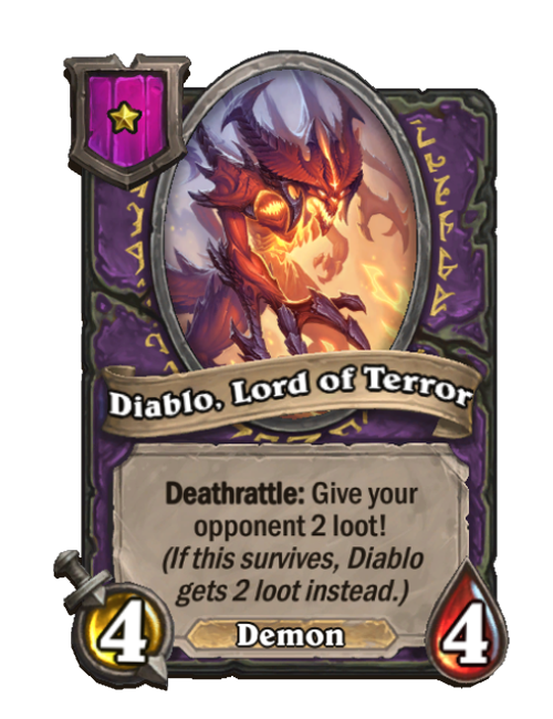 Diablo, Lord of Terror — Tier 1 — Demon — Minion — 4/4 — Deathrattle — Hearthstone Battlegrounds card