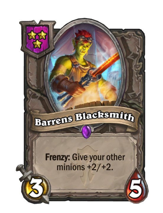 Barrens Blacksmith — Tier 3 — Minion — 3/5 — Frenzy — Hearthstone Battlegrounds card