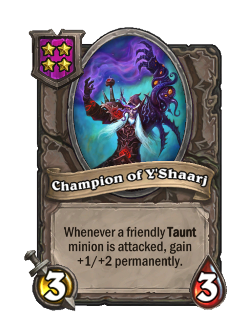 Champion of Y'Shaarj — Tier 4 — Minion — 3/3 — Hearthstone Battlegrounds card
