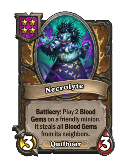 Necrolyte — Tier 4 — Quilboar — Minion — 3/3 — Battlecry — Hearthstone Battlegrounds card