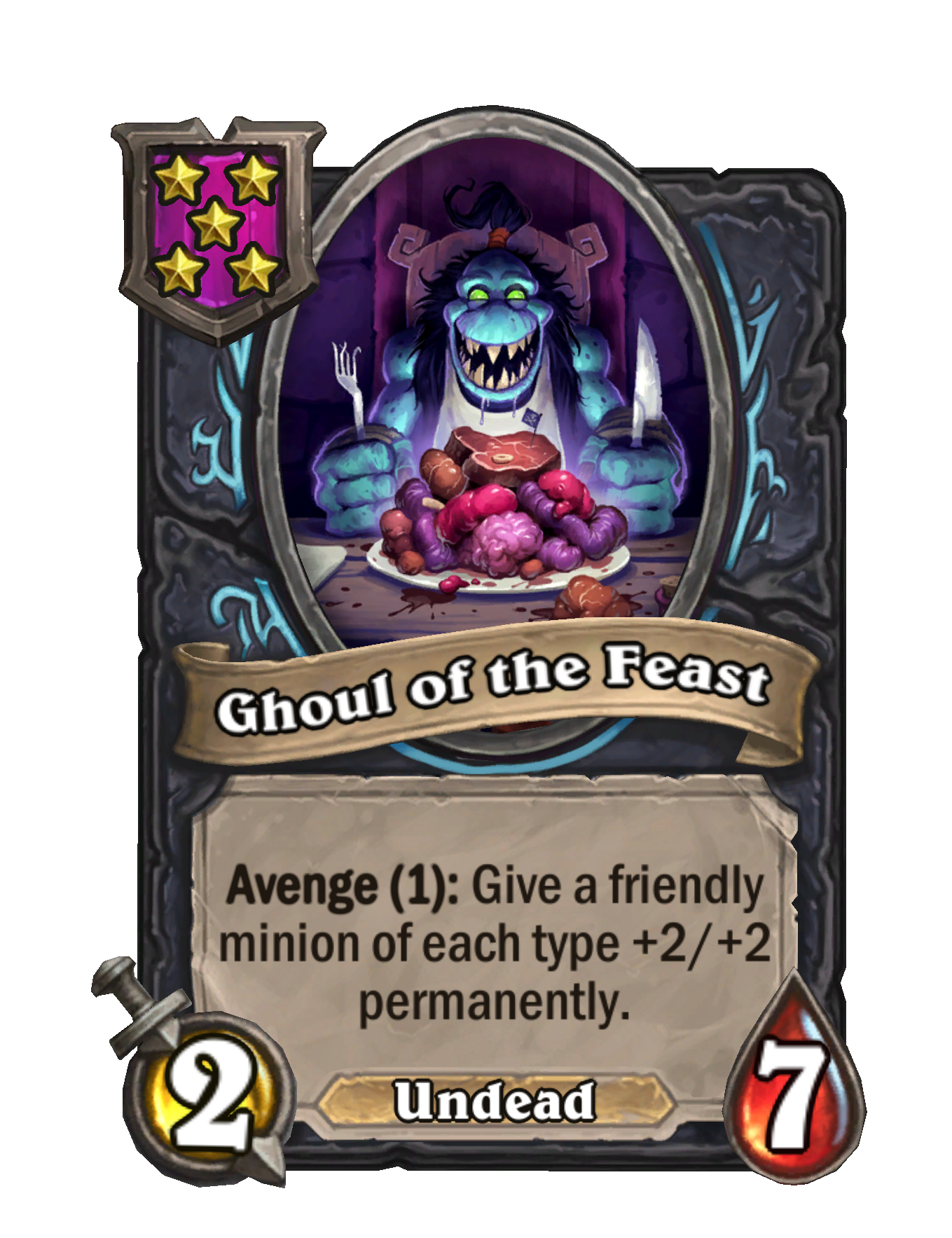 Ghoul of the Feast — Tier 5 — Undead — Minion — 2/7 — Avenge — Hearthstone Battlegrounds card