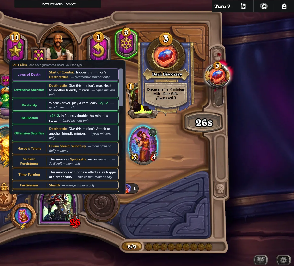 Dark Gift panel in gift-list-only mode
